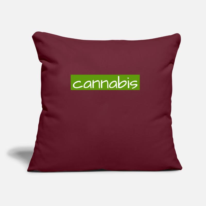 Hand drawn cannabis text logo on green background