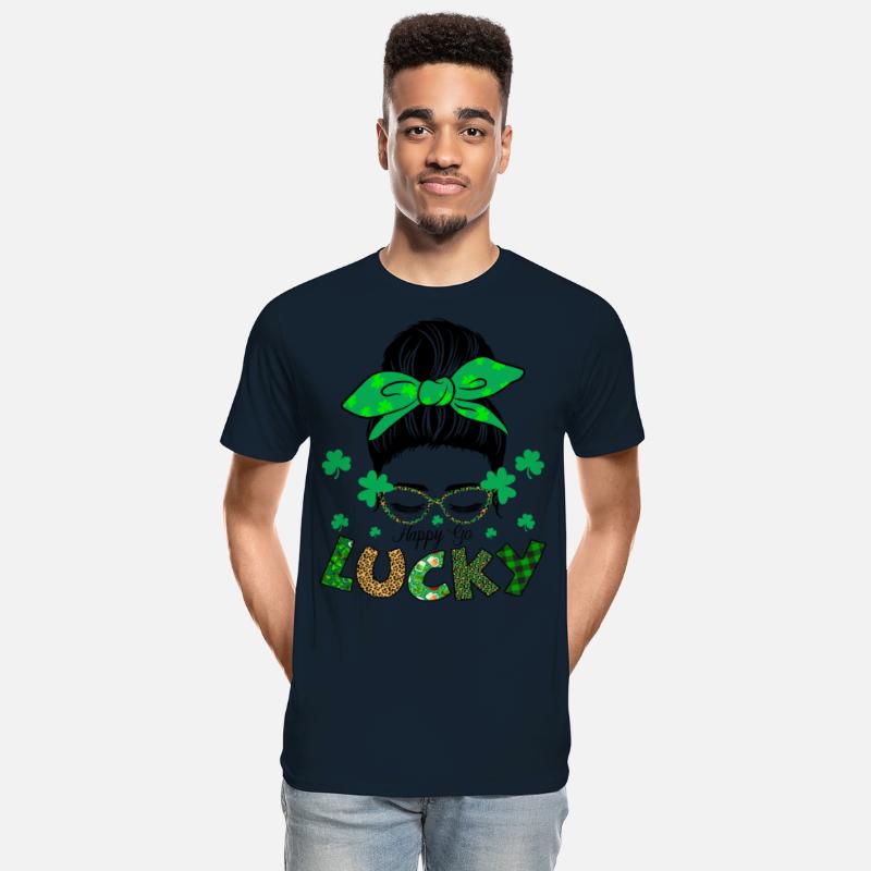 Happy Go Lucky Messy Bun Proud Irish Women Girls