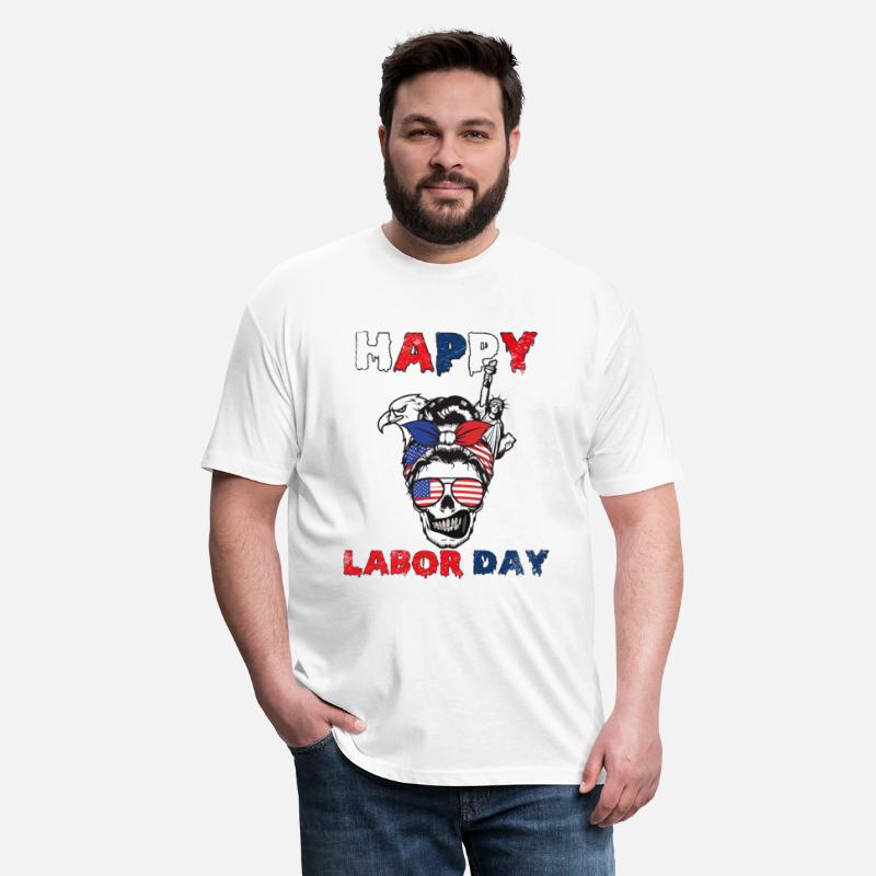 Happy Labor Day Messy Bun American Flag Skull