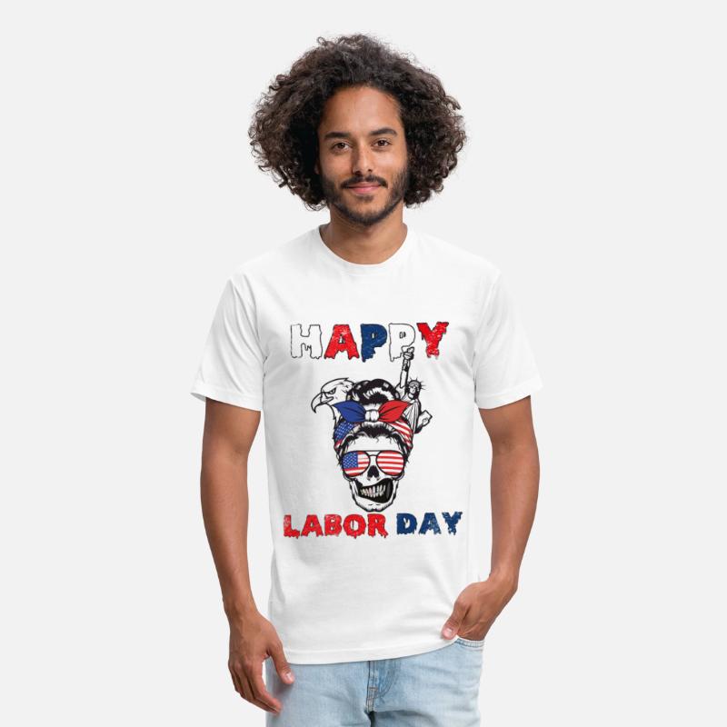 Happy Labor Day Messy Bun American Flag Skull