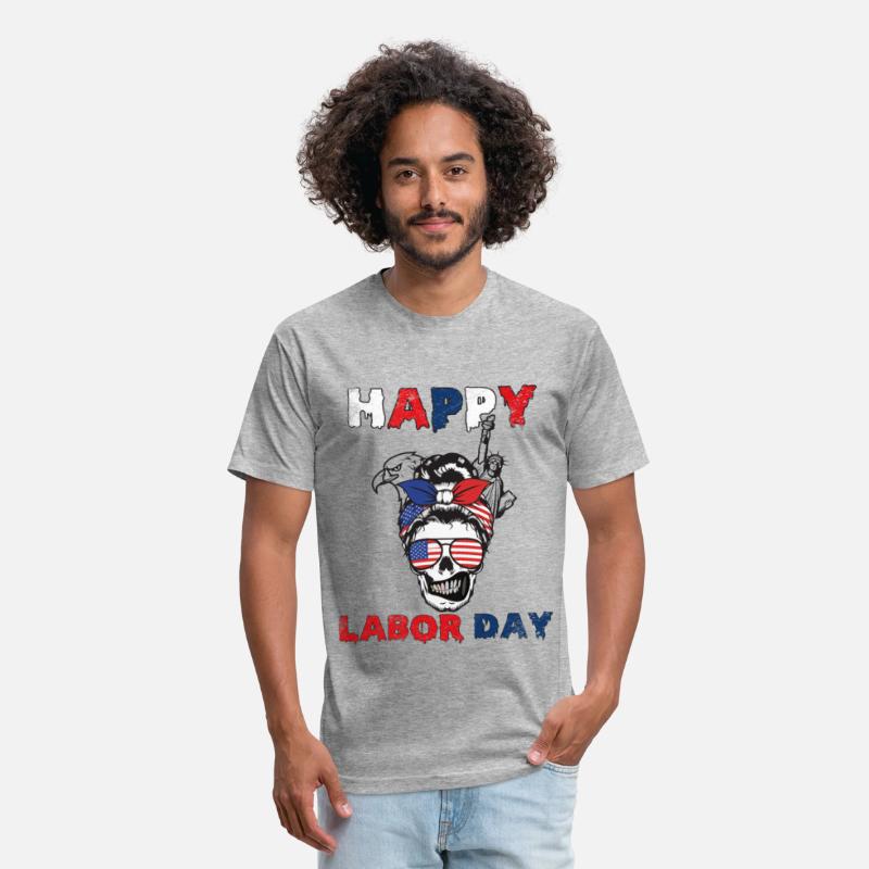Happy Labor Day Messy Bun American Flag Skull