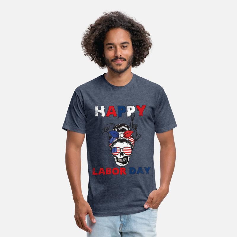 Happy Labor Day Messy Bun American Flag Skull