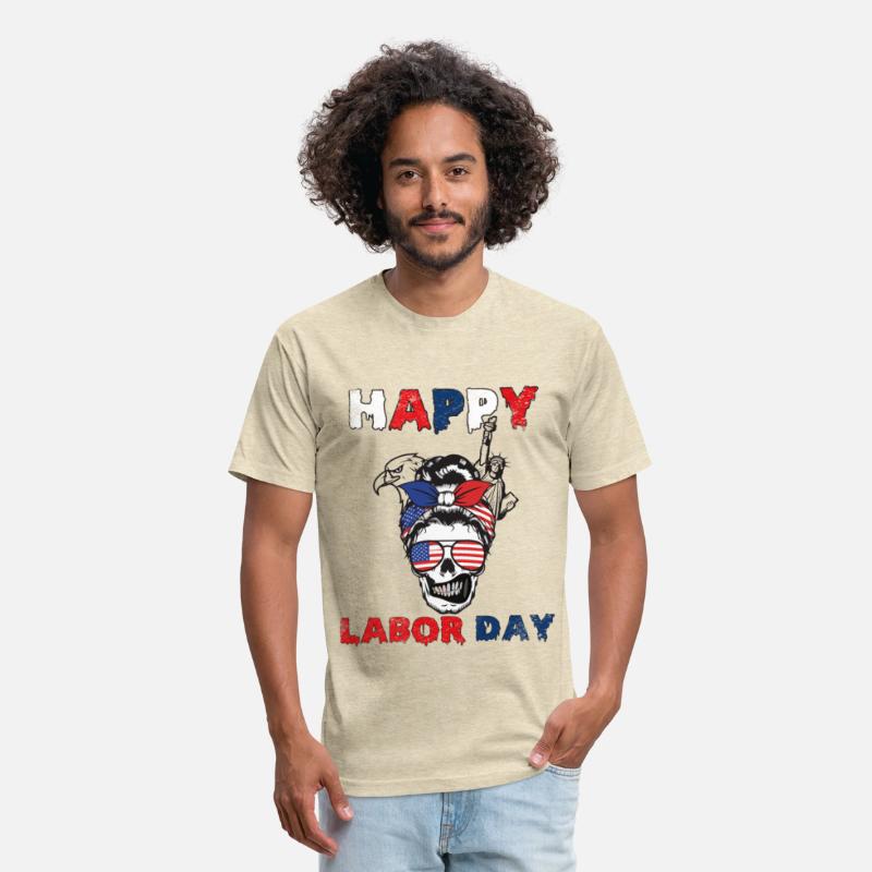 Happy Labor Day Messy Bun American Flag Skull