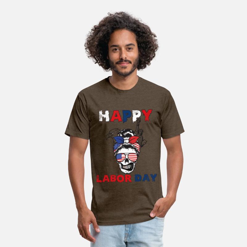 Happy Labor Day Messy Bun American Flag Skull