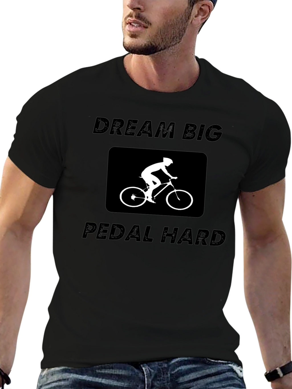 Dream Big Pedal Hard Black Graphic Tee