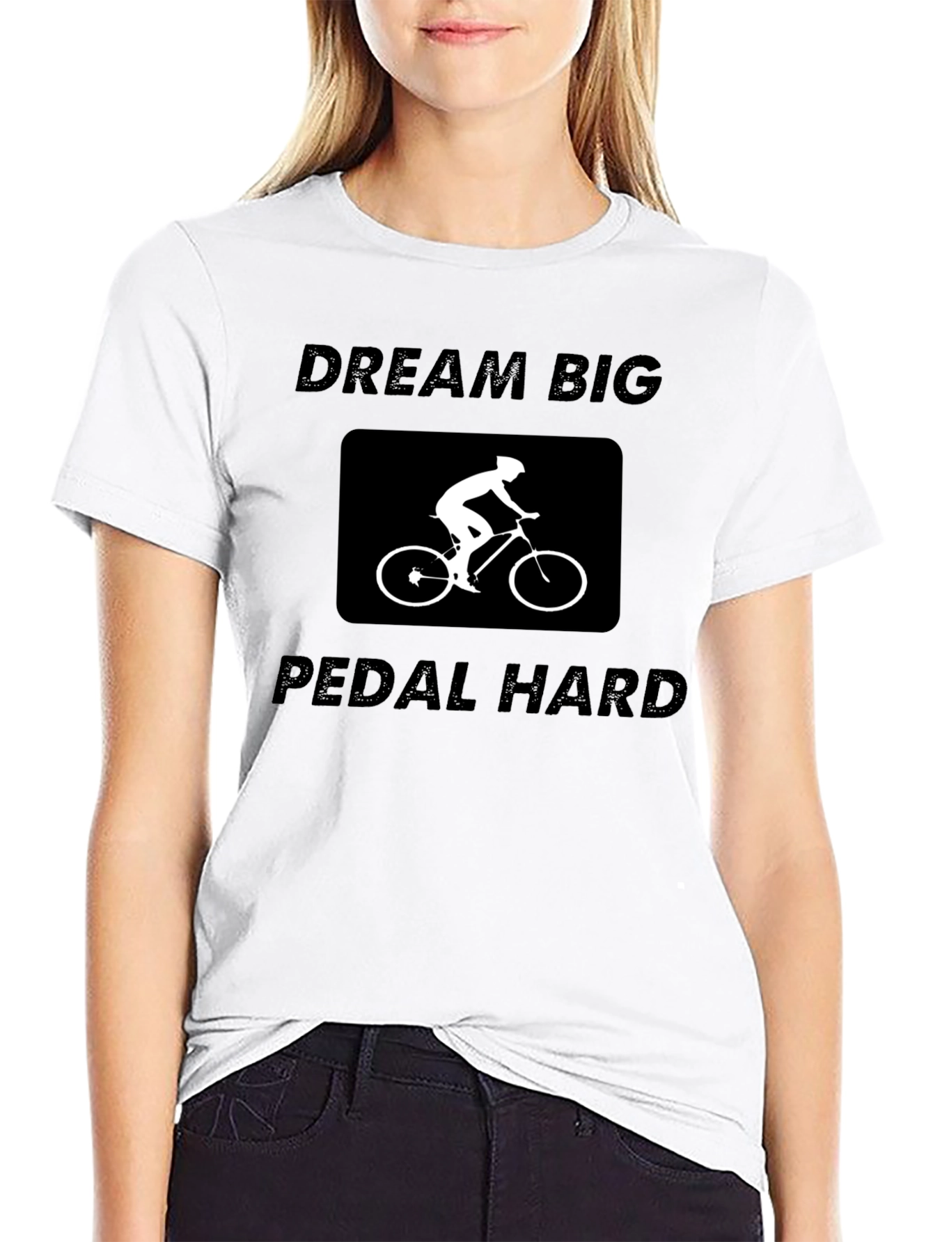 Dream Big Pedal Hard Black Graphic Tee