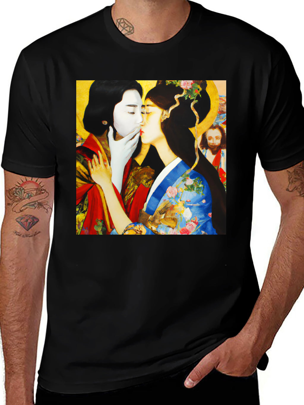 Artistic Graphic Tee: Love and Tradition