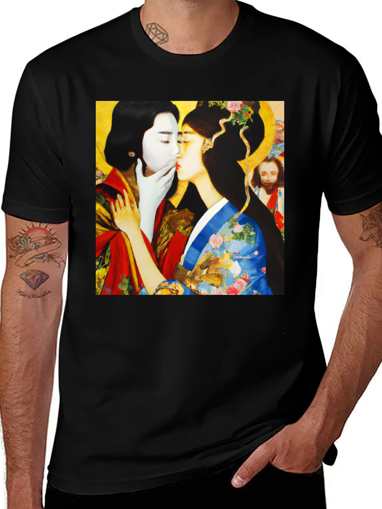 Artistic Graphic Tee: Love and Tradition