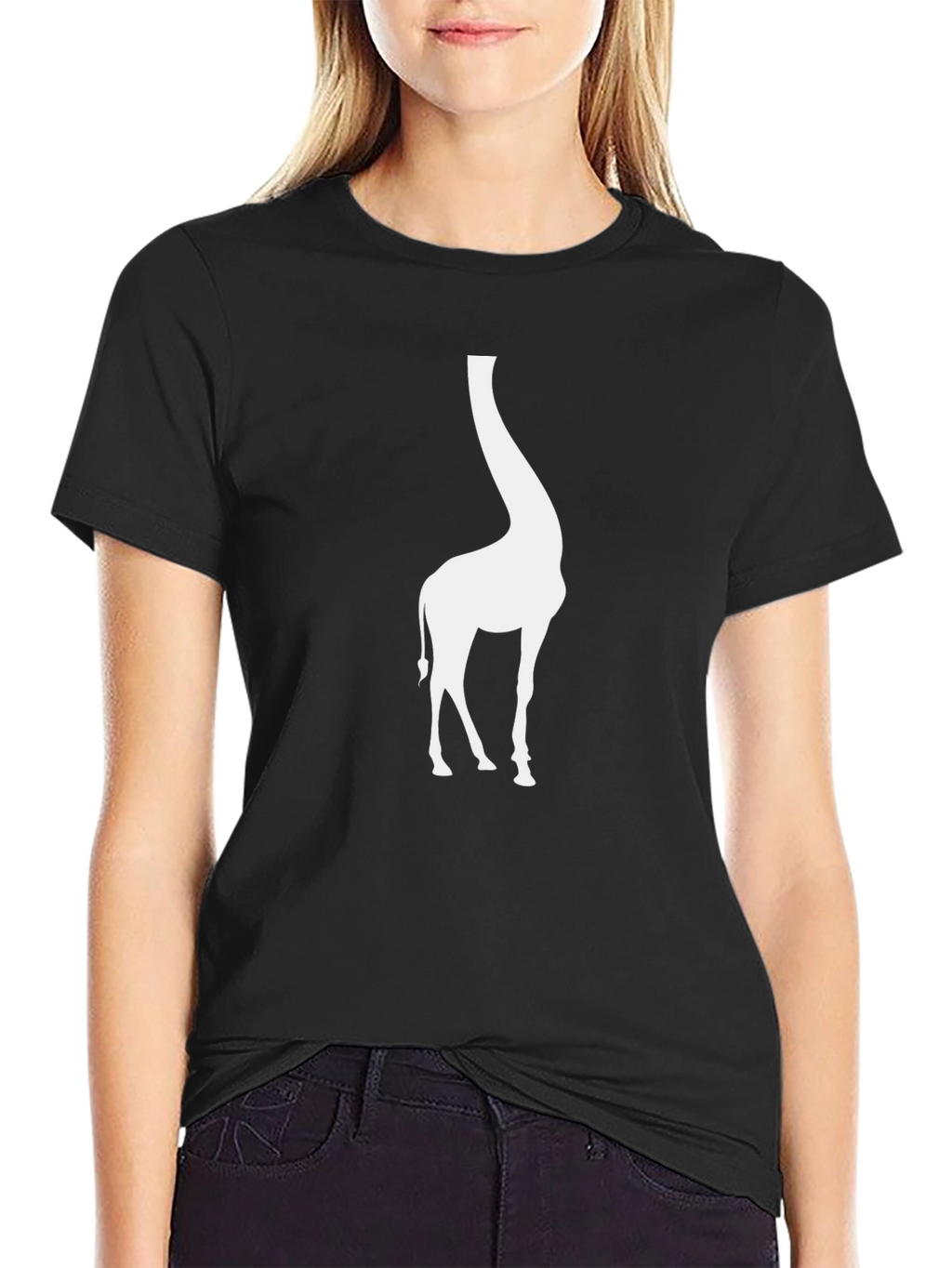 Giraffe Silhouette Black T-Shirt