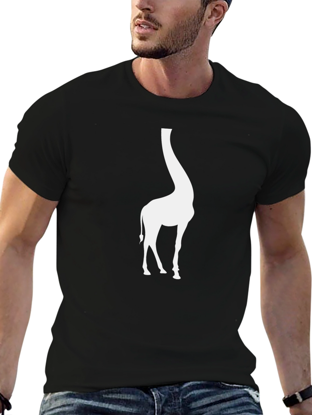 Giraffe Silhouette Black T-Shirt