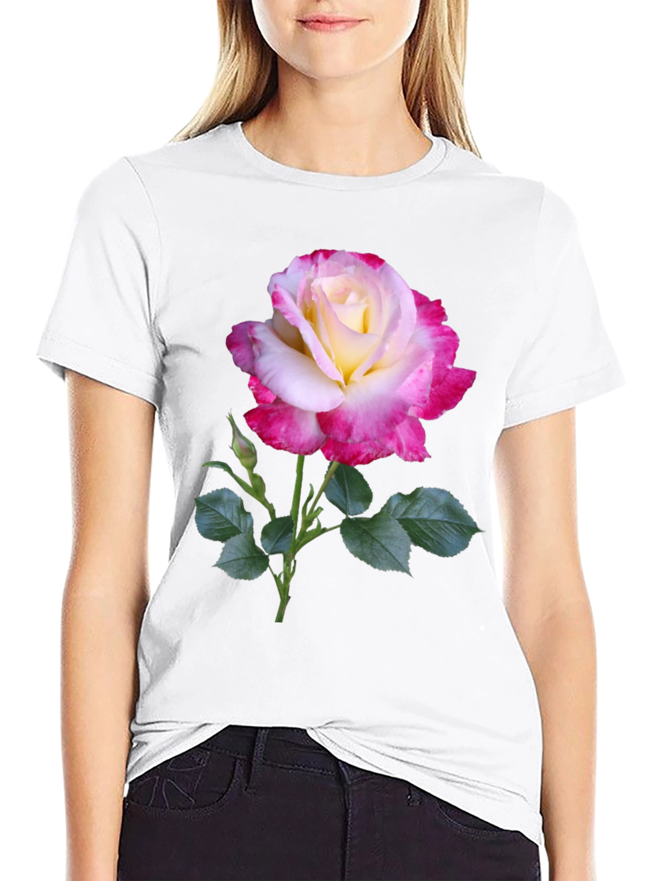 Rose Graphic Tee - Elegant Floral Design