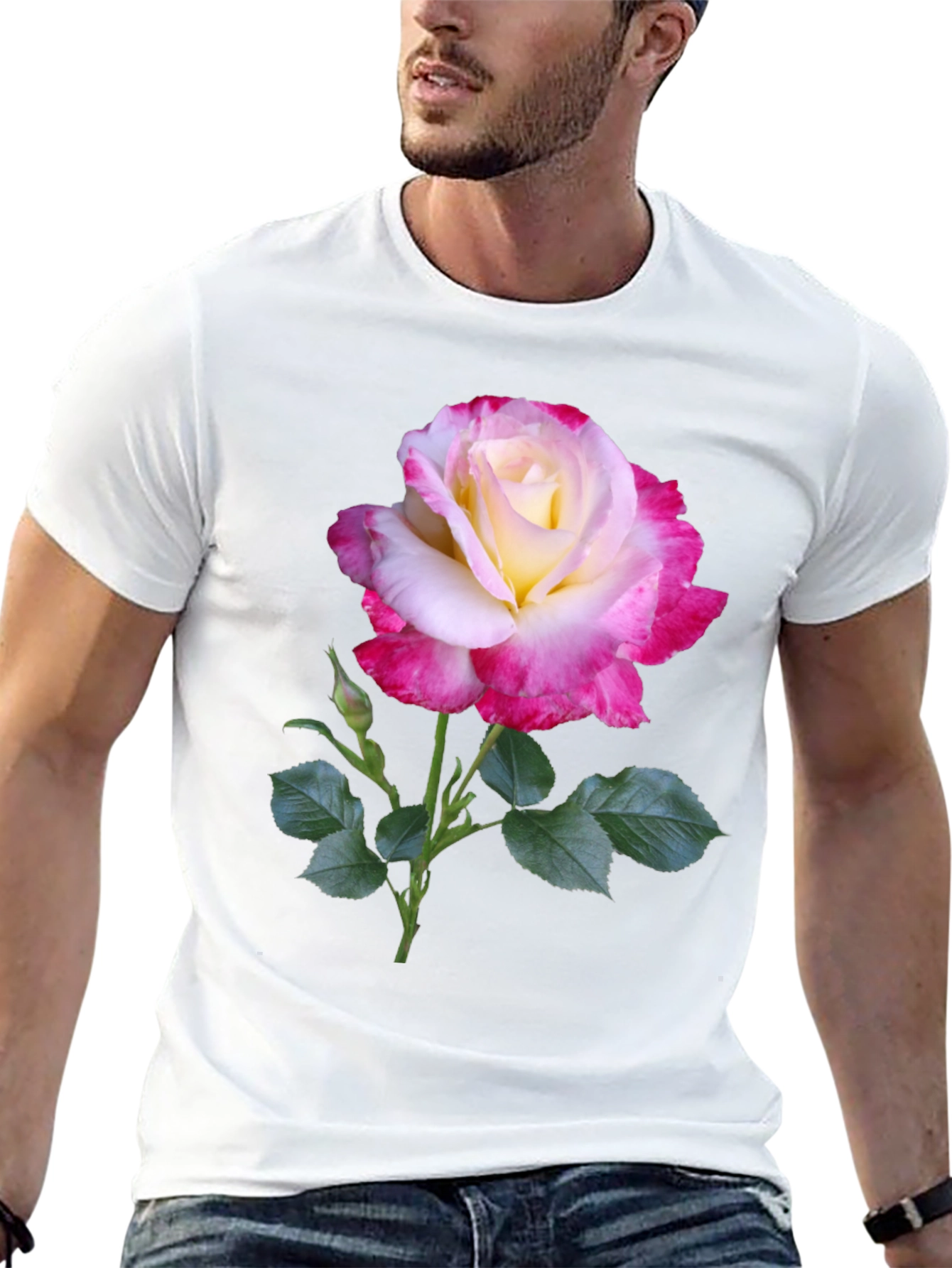 Rose Graphic Tee - Elegant Floral Design