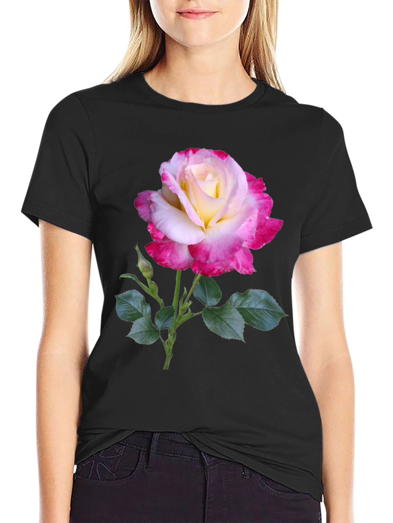Rose Graphic Tee - Elegant Floral Design