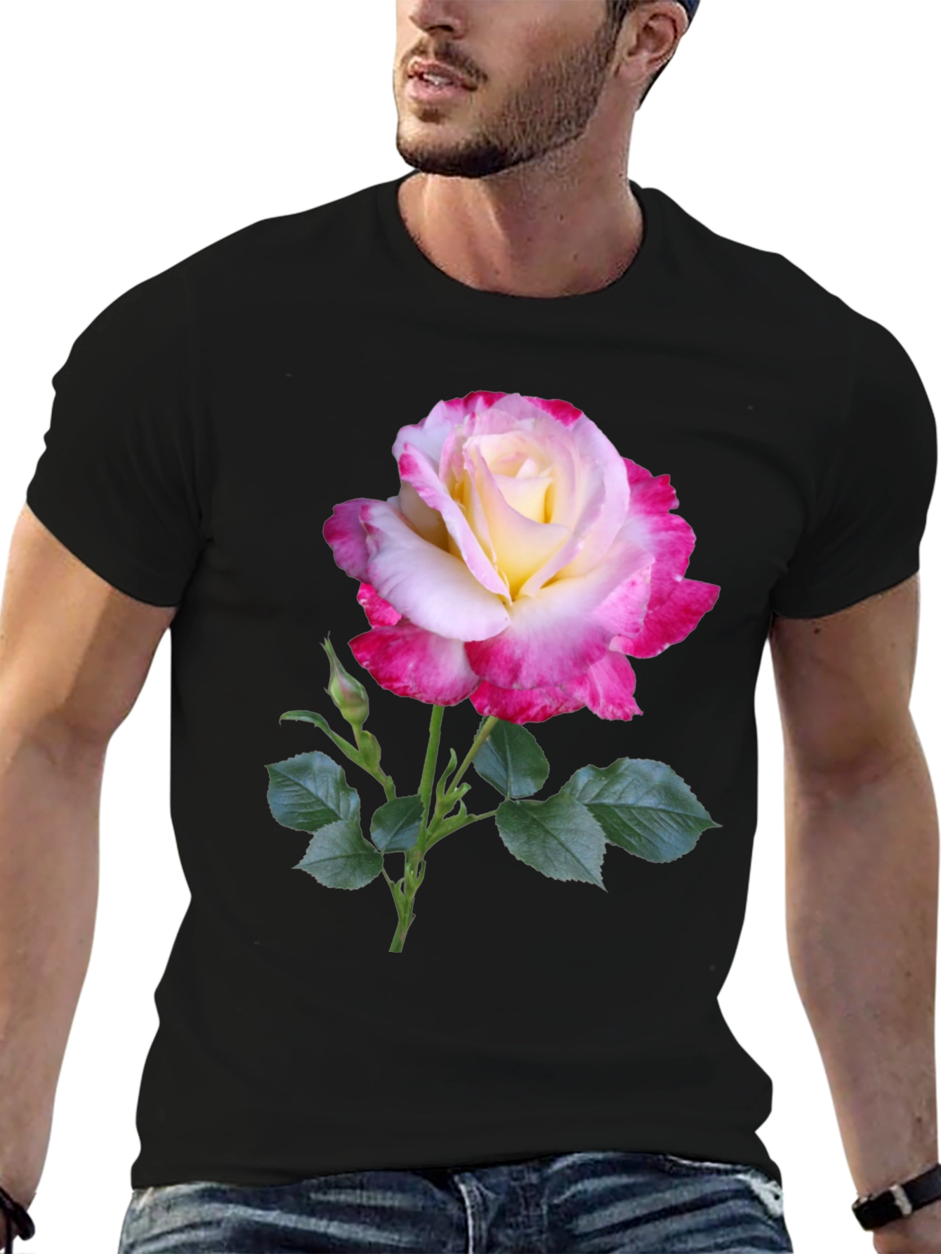 Rose Graphic Tee - Elegant Floral Design