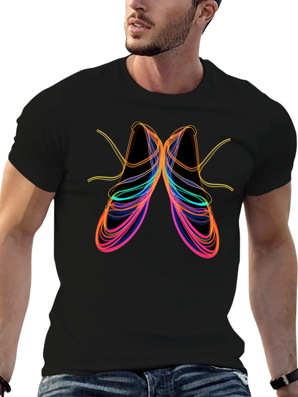Abstract Ballet Shoe Graphic Tee - Black