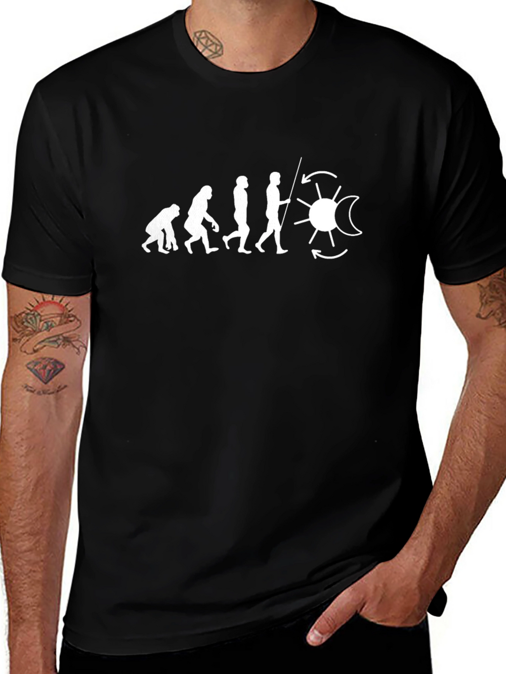Evolution of Spinning Black T-Shirt