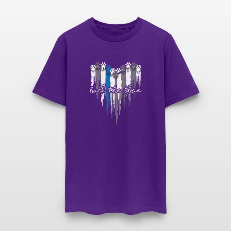 Heart Dog Paw Print Back The Blue