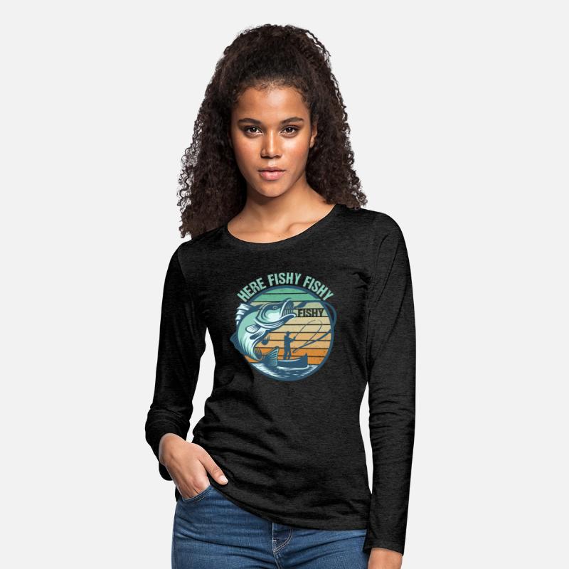 Here Fishy Fisherman Fishing Funny Women Men Kids