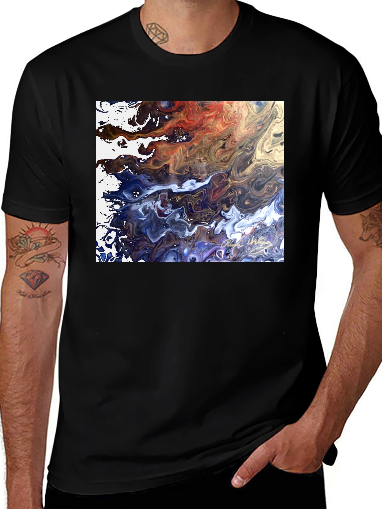 Abstract Art Graphic Tee - Modern Fluid Design
