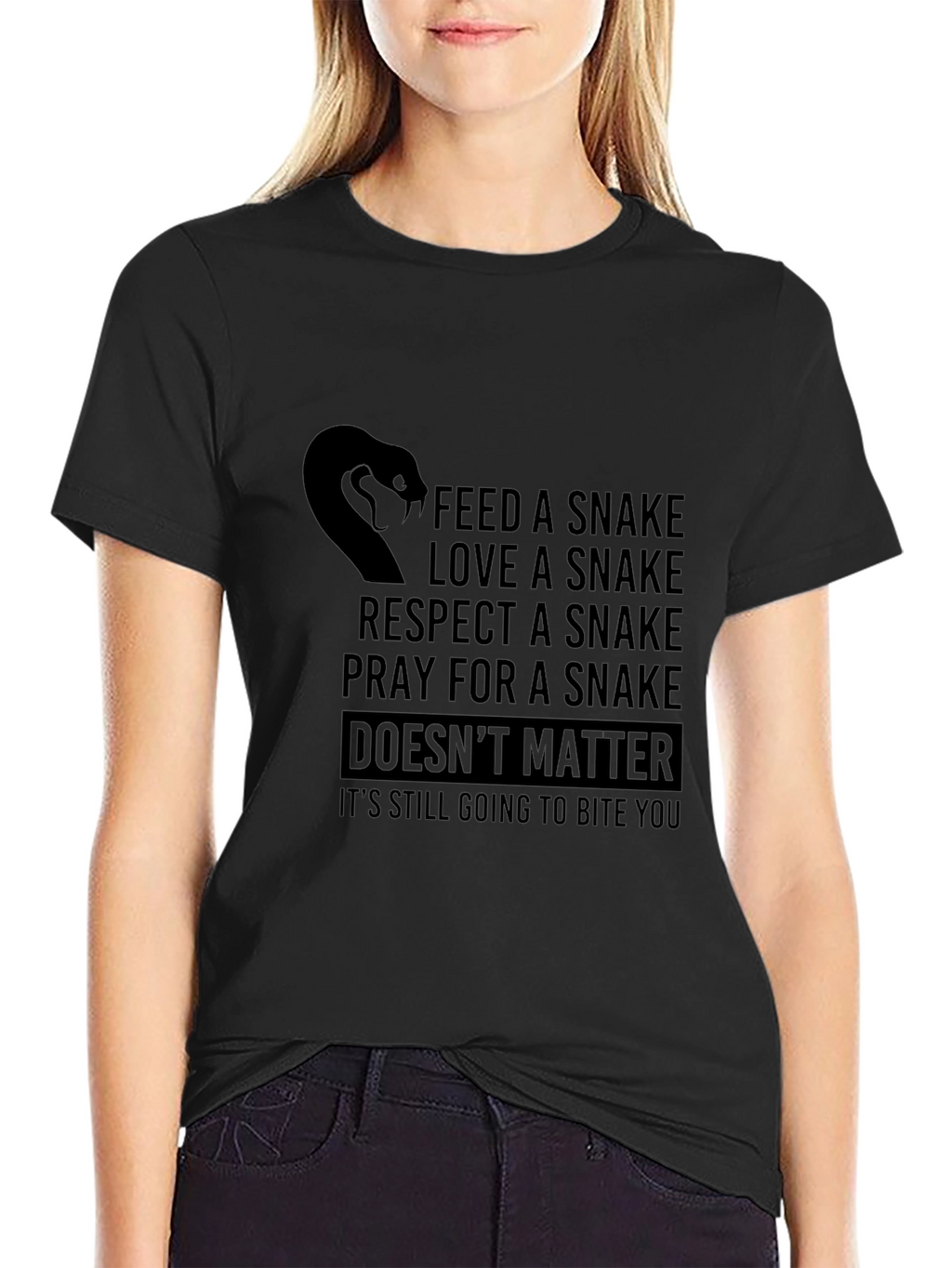 Funny Snake Bite Mens Black T-Shirt