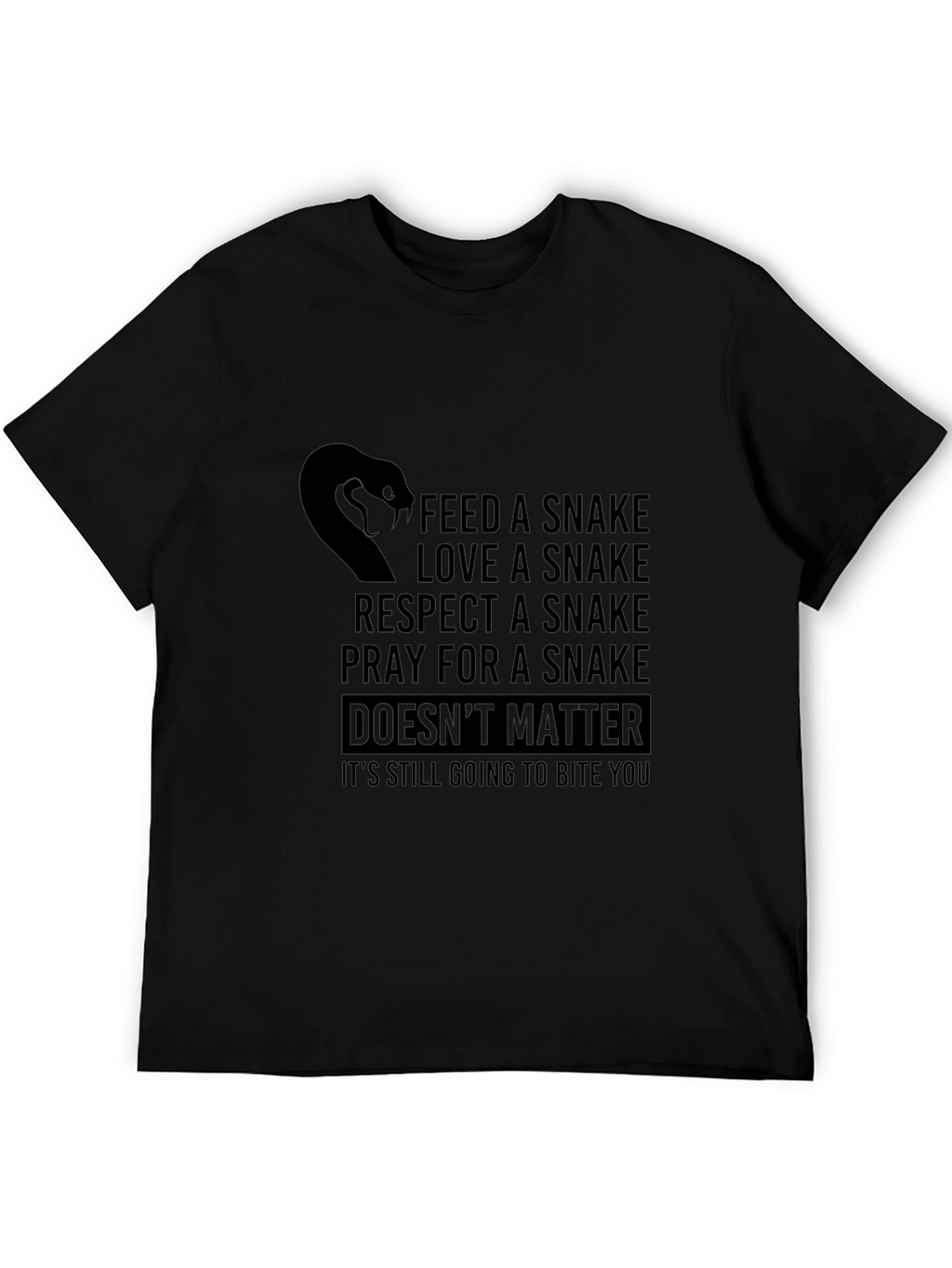 Funny Snake Bite Mens Black T-Shirt