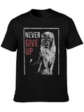 Never Give Up Lion Graphic T-Shirt