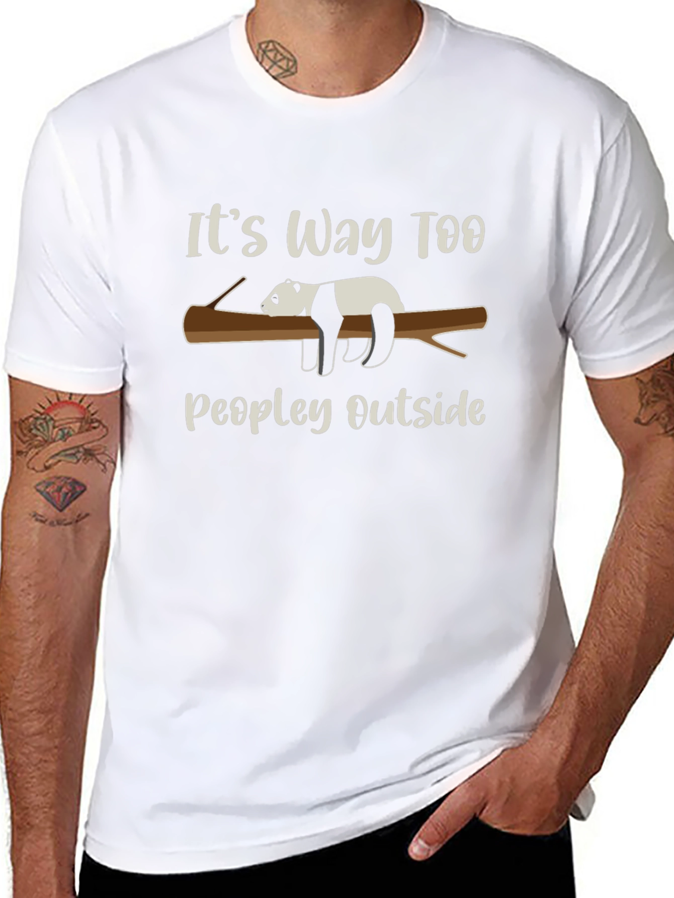 Its Way Too Peopley Outside Panda T-Shirt