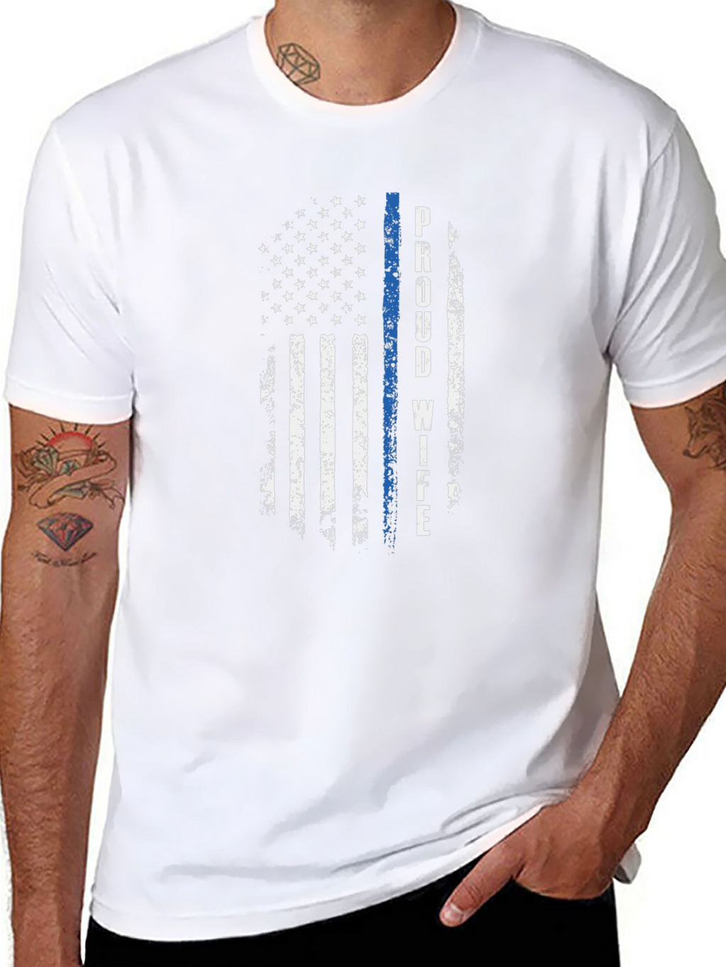 Proud Wife Distressed American Flag T-Shirt