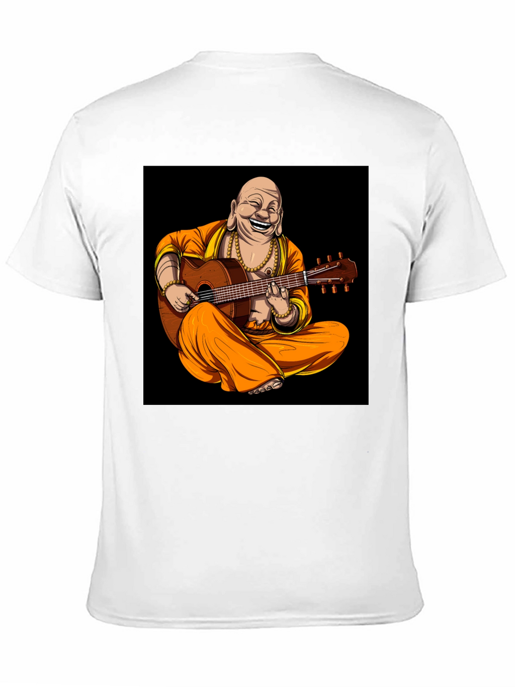 Buddha Playing Guitar Graphic Black T-Shirt