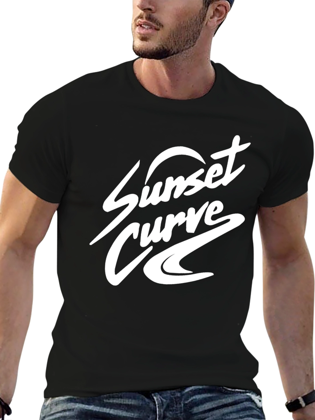 Sunset Curve Graphic Black T-Shirt