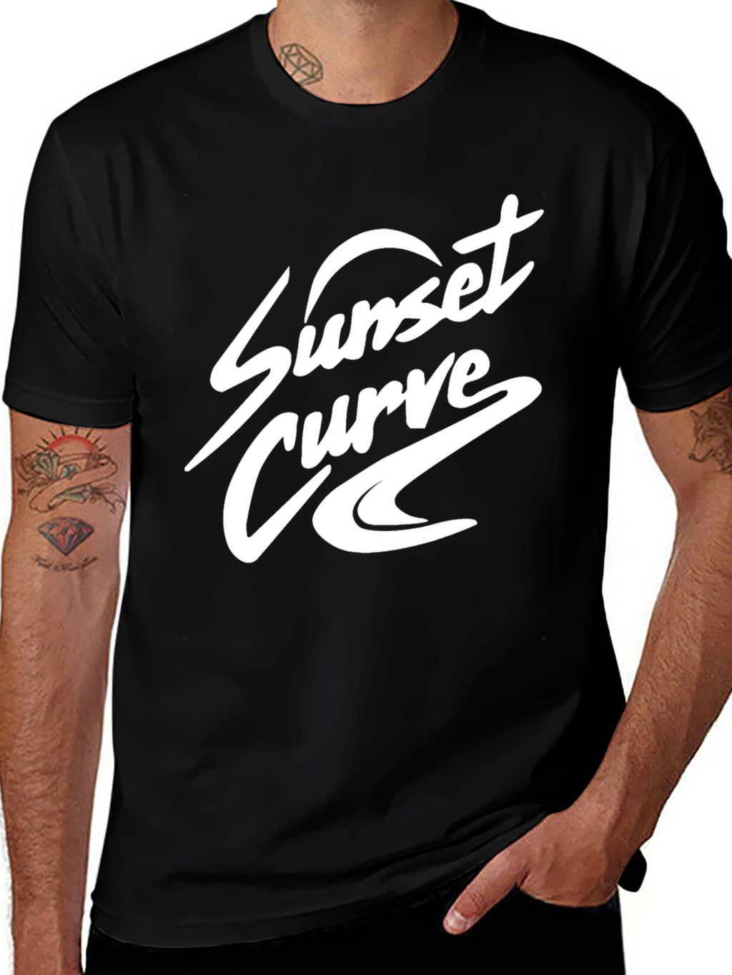 Sunset Curve Graphic Black T-Shirt