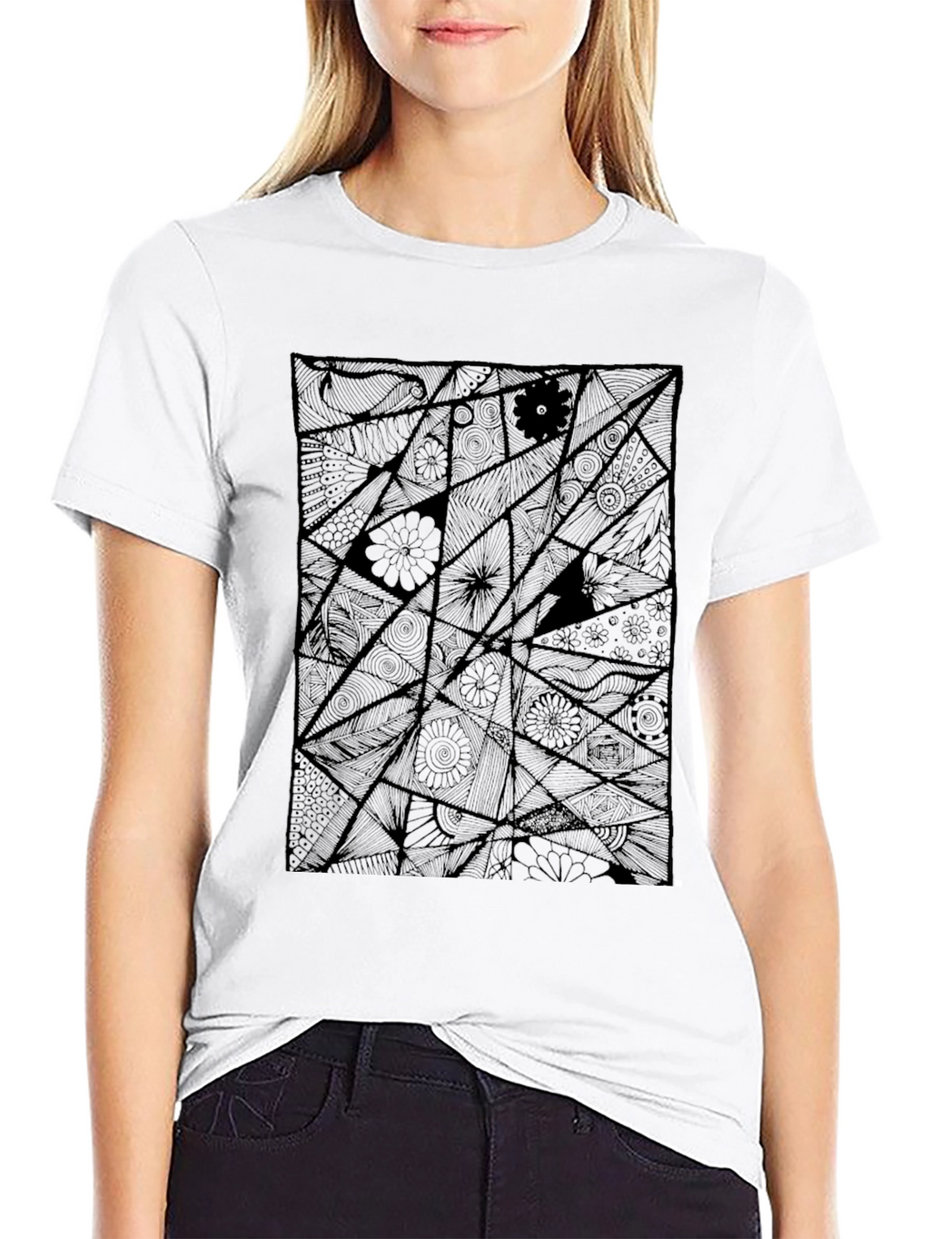 Abstract Geometric Black Graphic T-Shirt