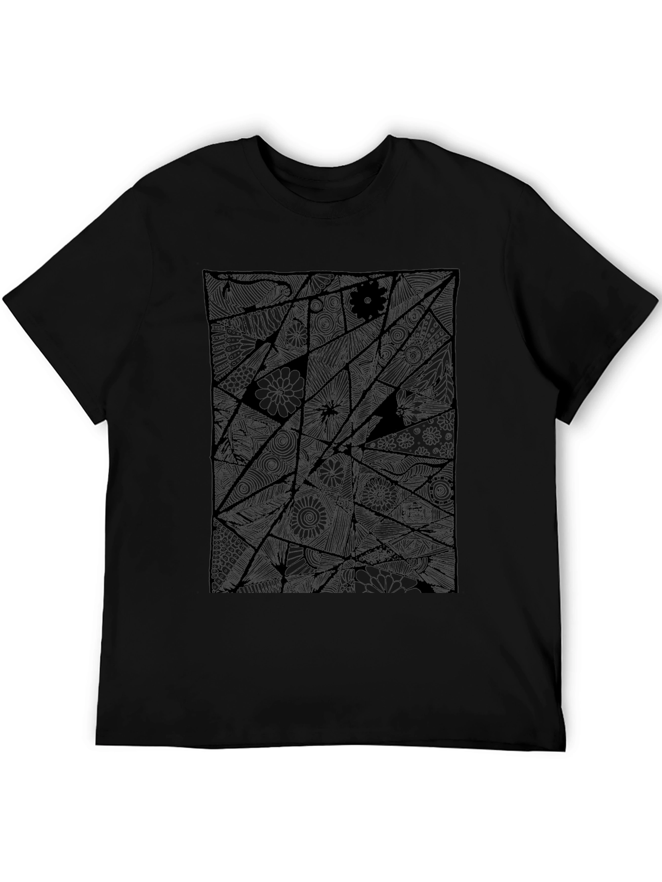 Abstract Geometric Black Graphic T-Shirt