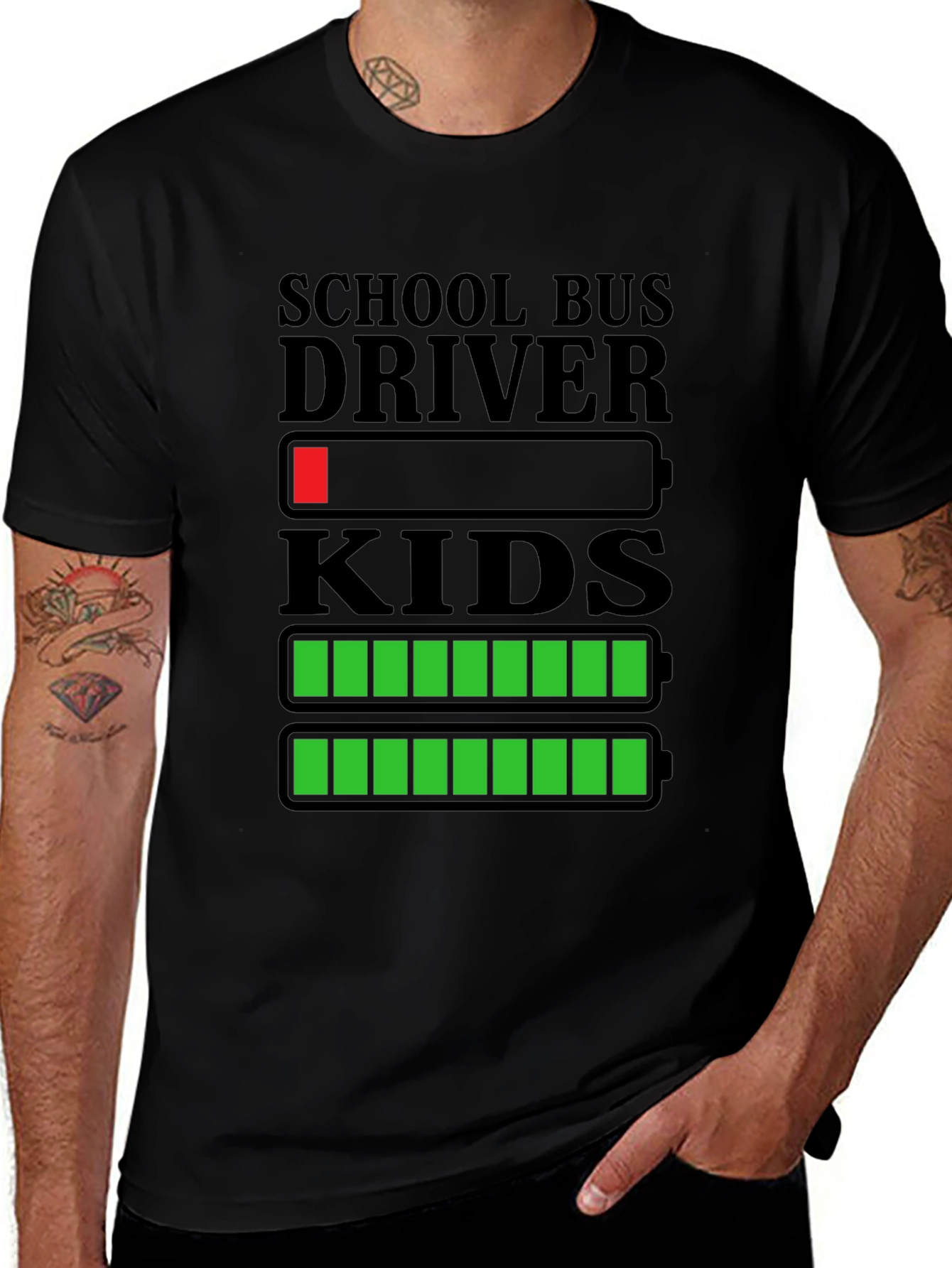 School Bus Driver T-Shirt - Battery Life Humor