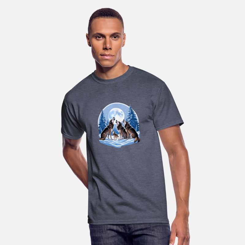 "Howling Under the Moon: Wolf Family in the Snowy
