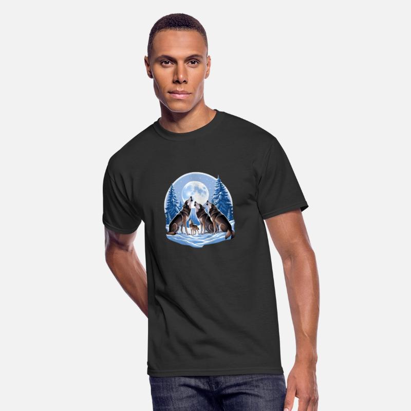 "Howling Under the Moon: Wolf Family in the Snowy