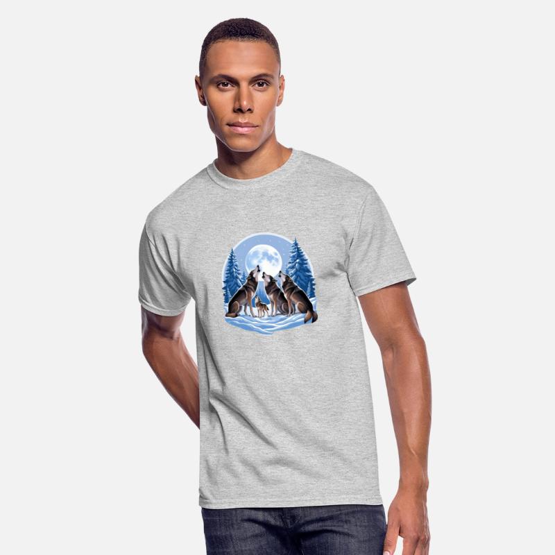 "Howling Under the Moon: Wolf Family in the Snowy