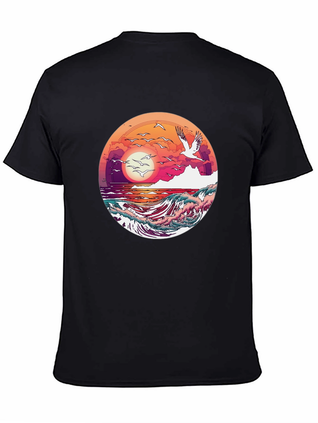 Ocean Sunset T-Shirt: Artistic Wave Design