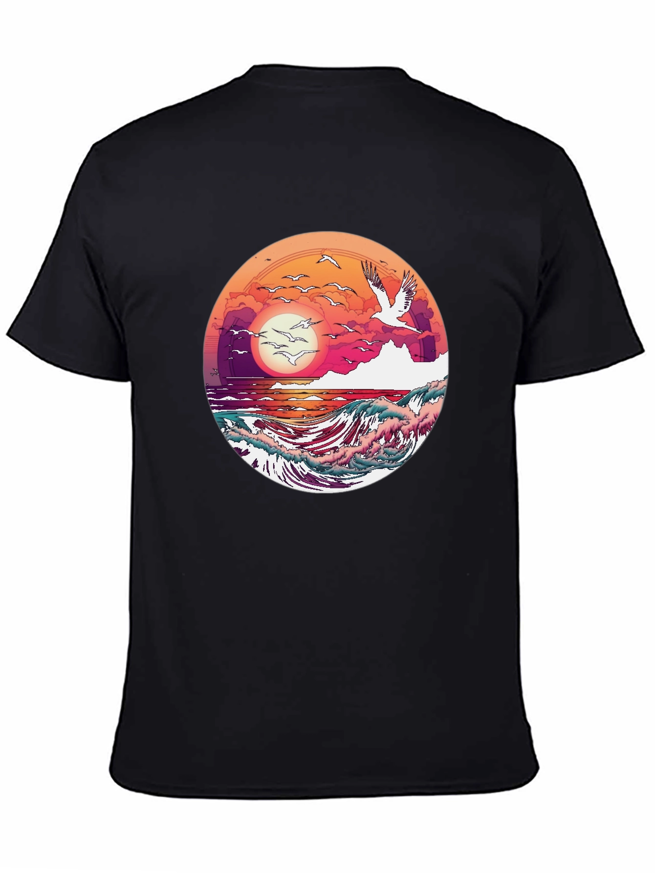Ocean Sunset T-Shirt: Artistic Wave Design