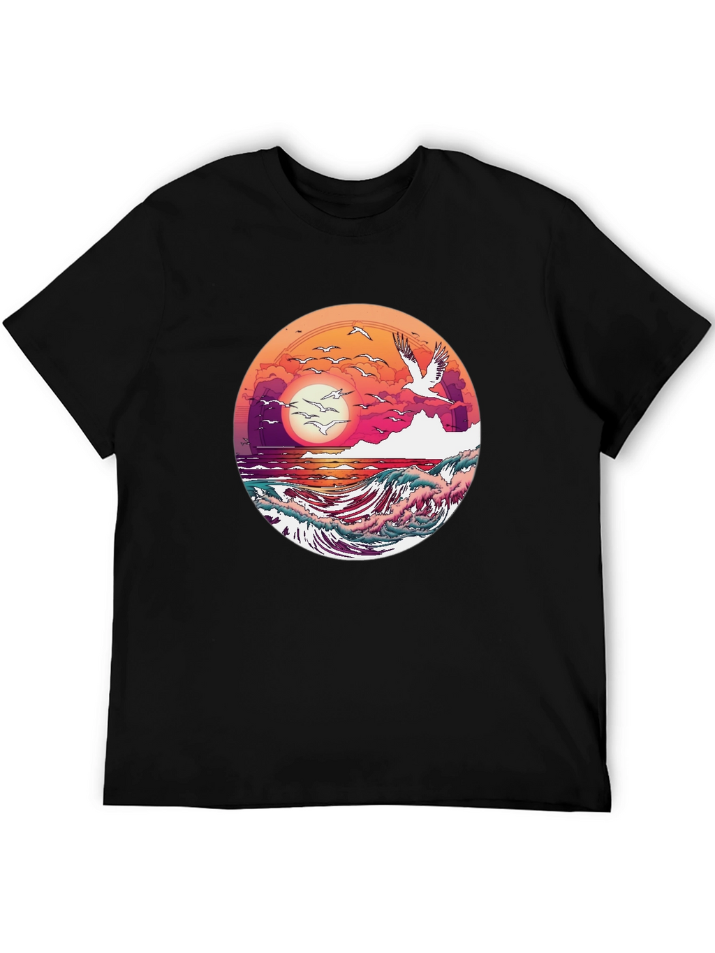 Ocean Sunset T-Shirt: Artistic Wave Design