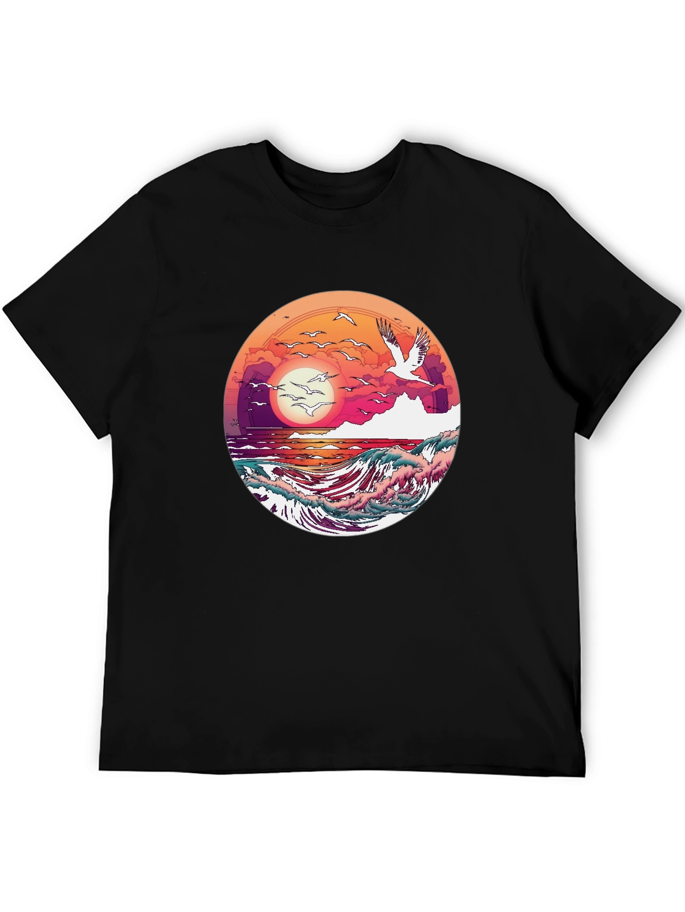 Ocean Sunset T-Shirt: Artistic Wave Design