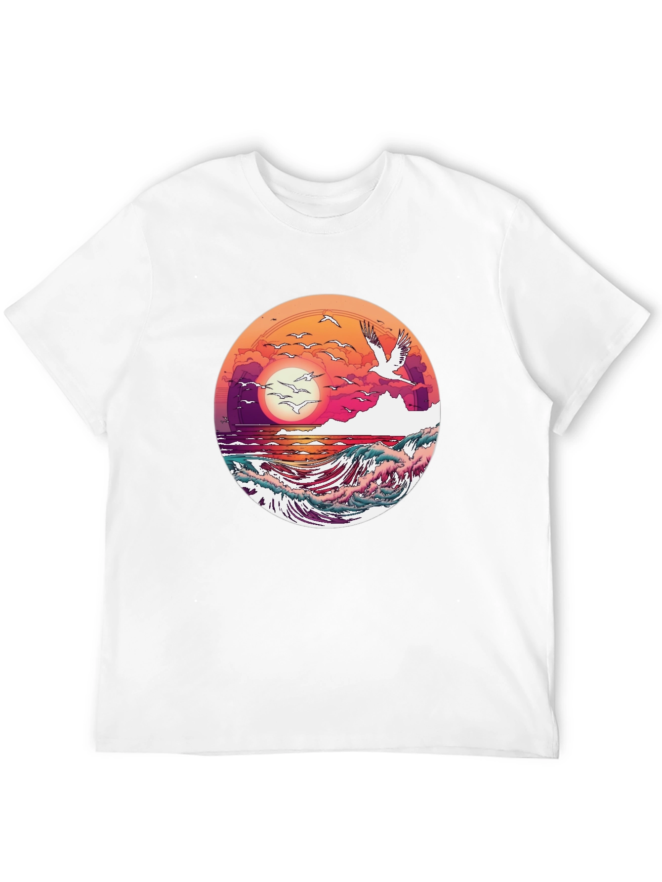 Ocean Sunset T-Shirt: Artistic Wave Design