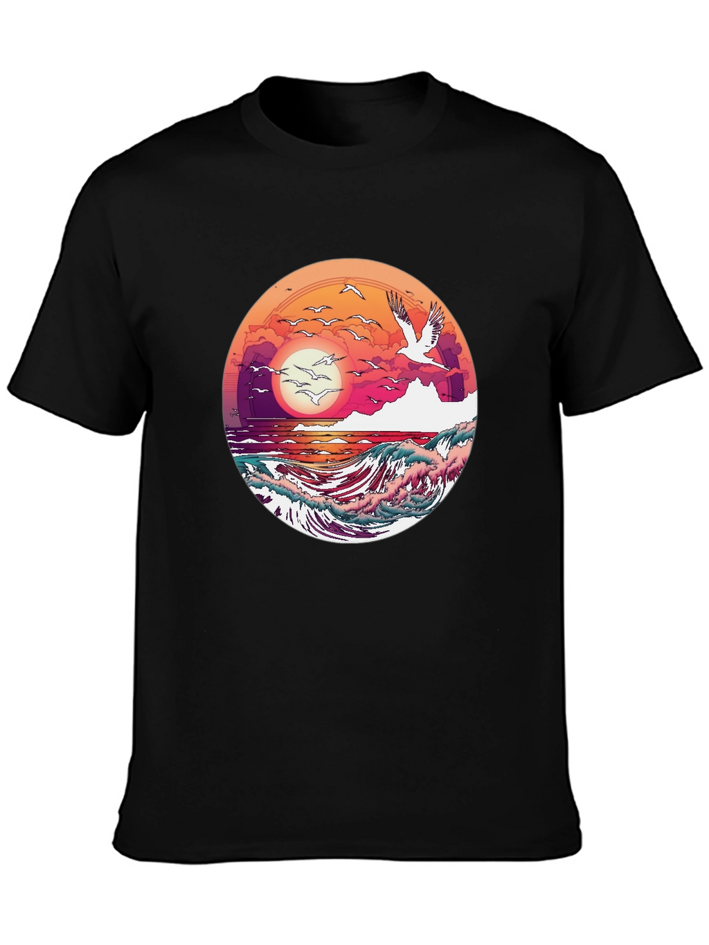 Ocean Sunset T-Shirt: Artistic Wave Design