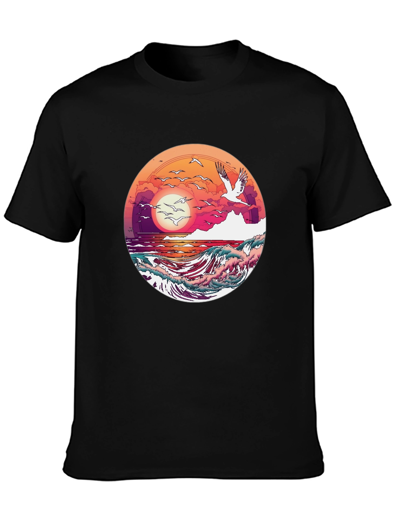 Ocean Sunset T-Shirt: Artistic Wave Design