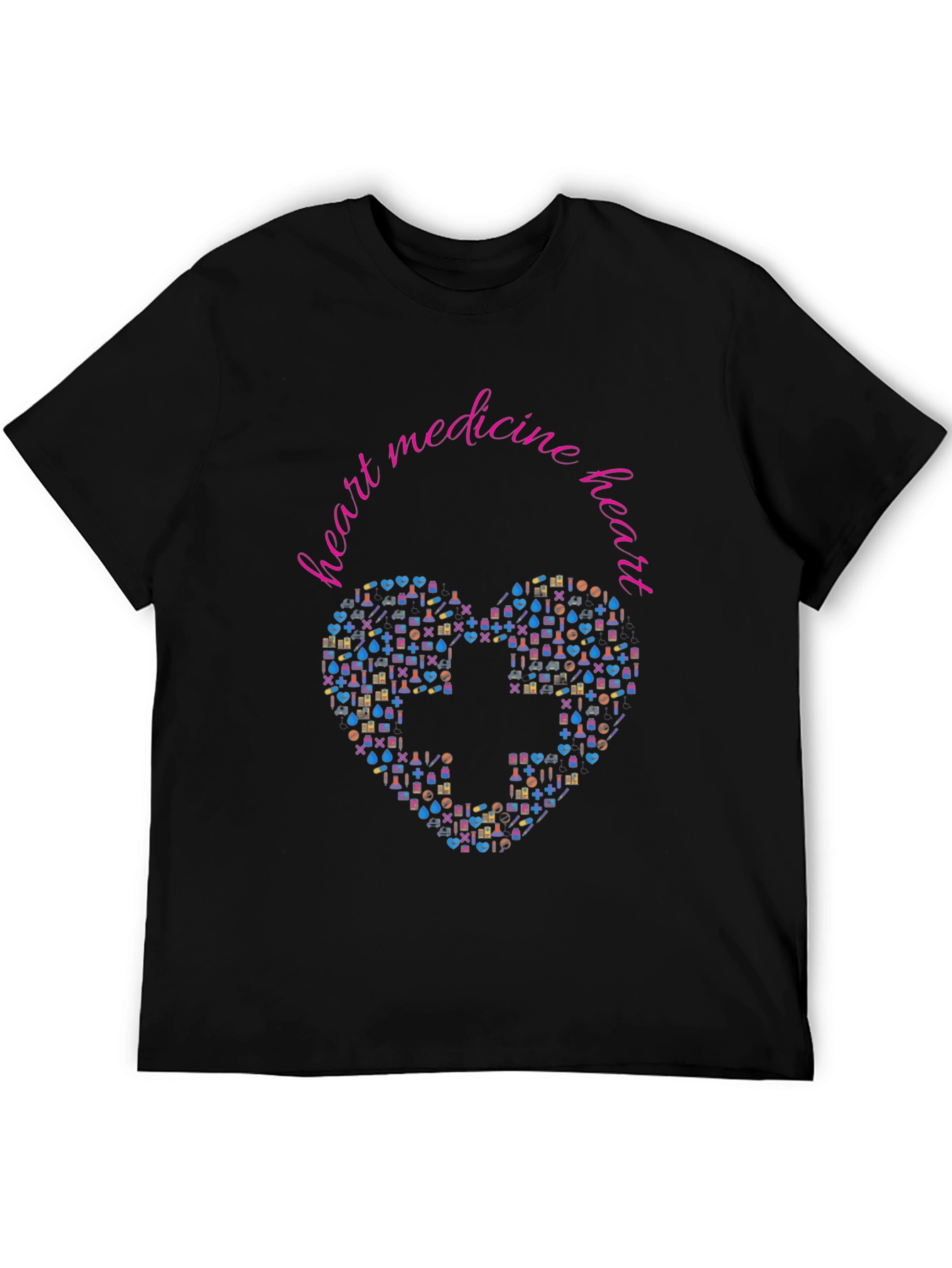 Heart Medicine Graphic T-Shirt - Black Crew Neck