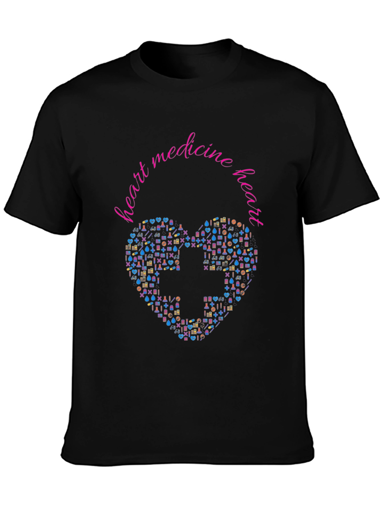Heart Medicine Graphic T-Shirt - Black Crew Neck