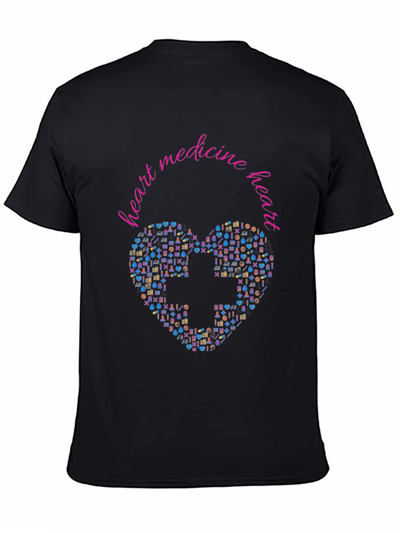 Heart Medicine Graphic T-Shirt - Black Crew Neck