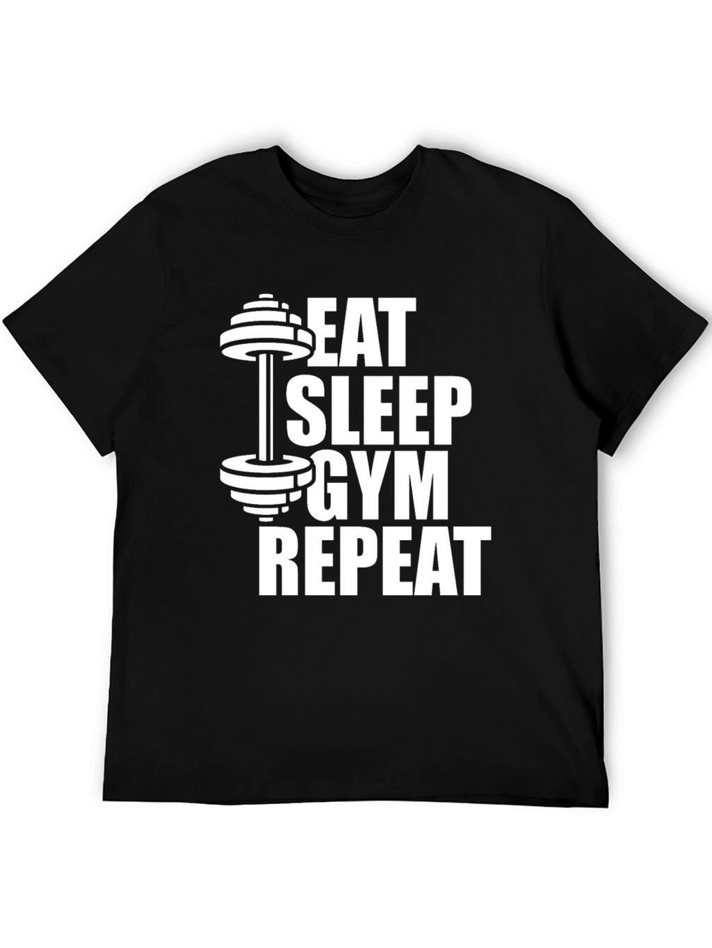 Eat Sleep Gym Repeat Black Graphic Tee