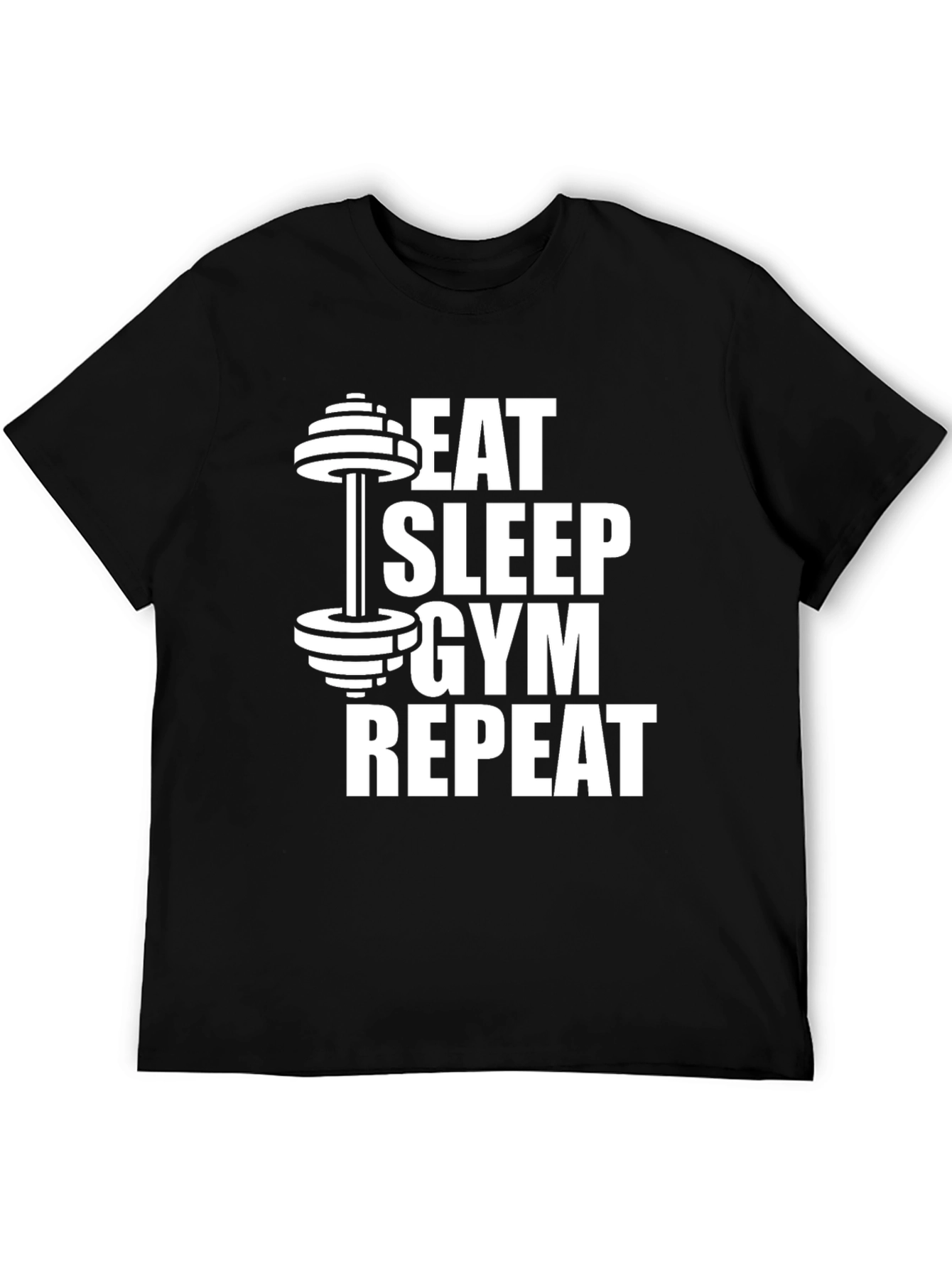Eat Sleep Gym Repeat Black Graphic Tee