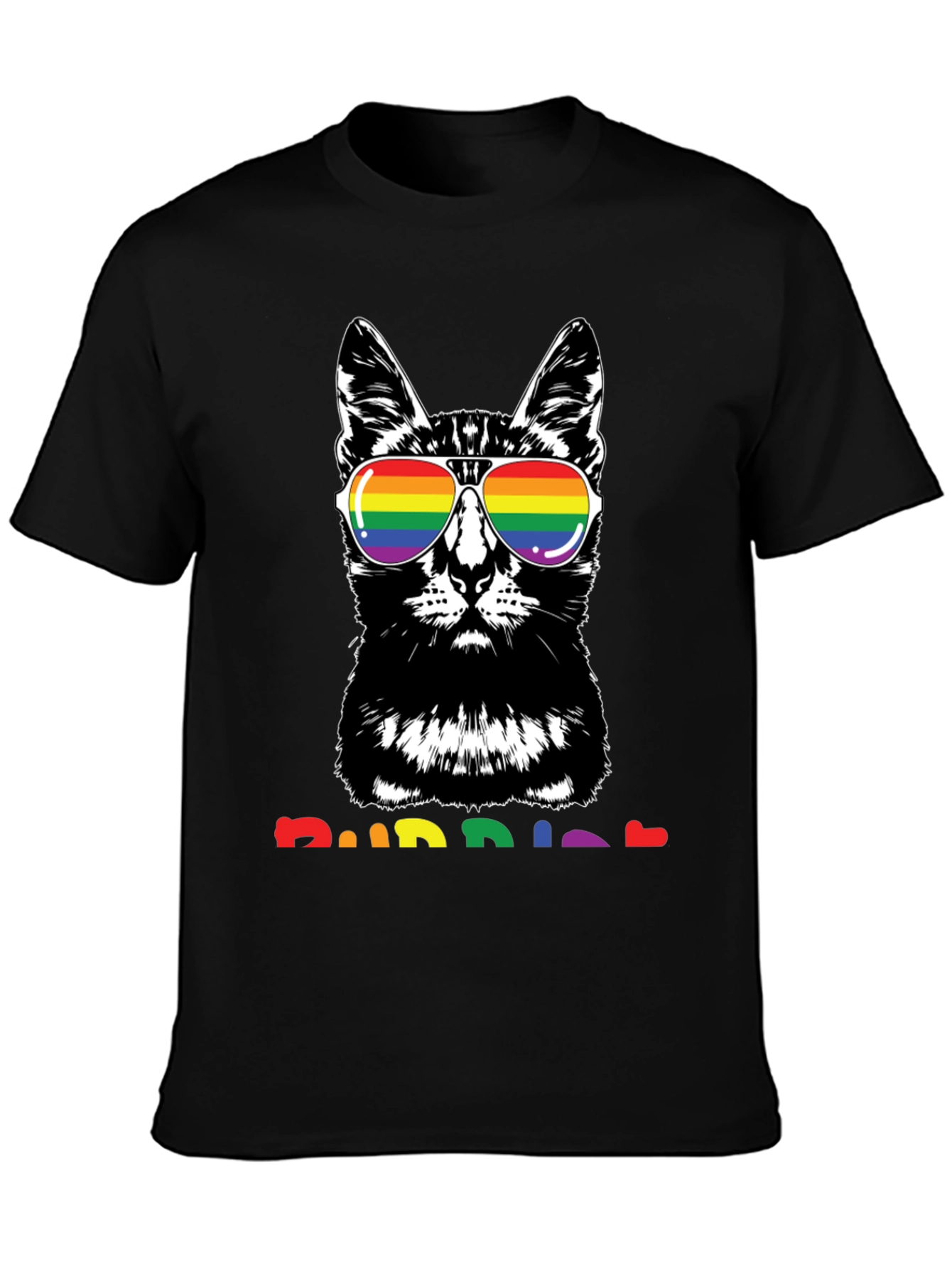 Cool Cat Pride T-Shirt with Rainbow Glasses
